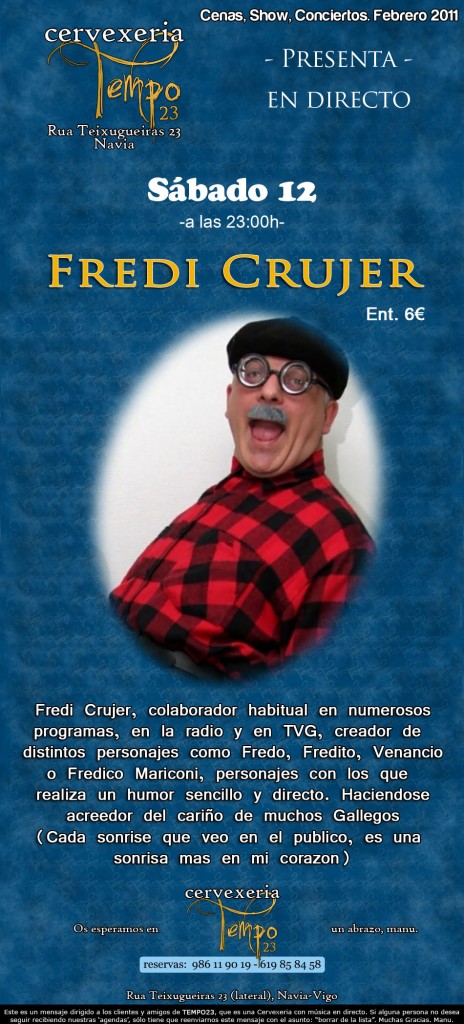 Cartel Fredi Crujer en Tempo 23 el 12/2
