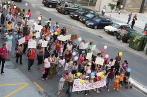 Paso de la manifestación por Teixugueiras
