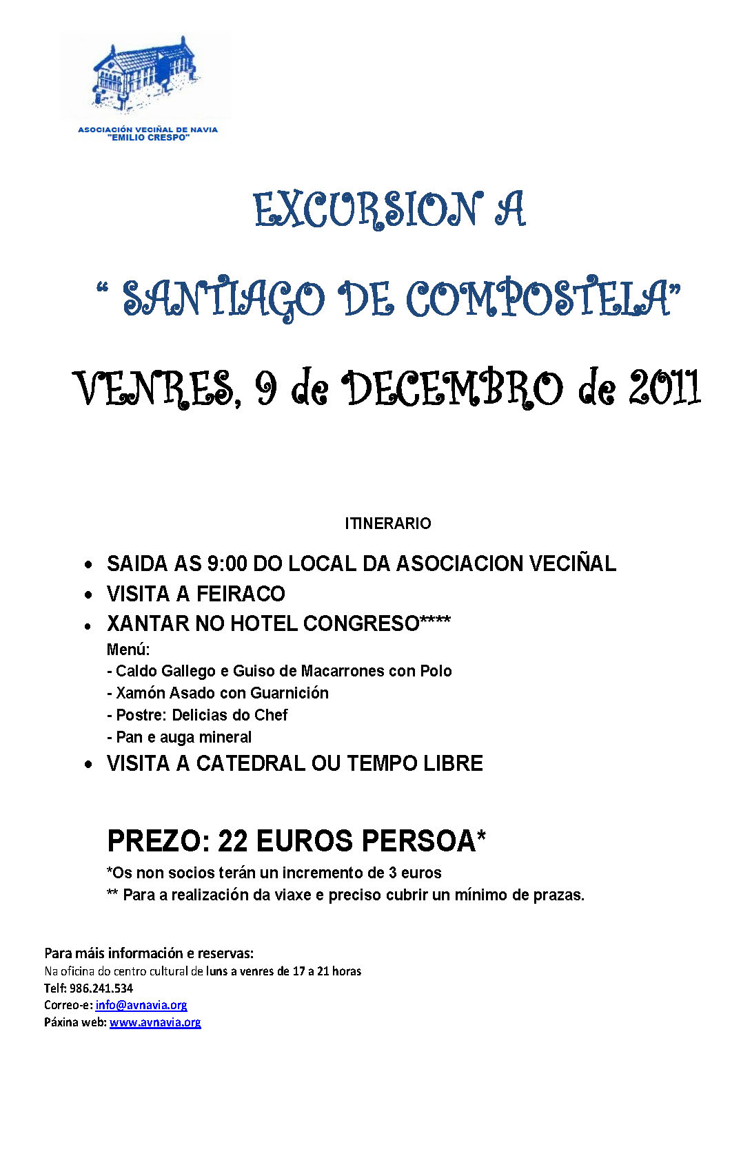 Cartel Excursión Santiago 9/12/11